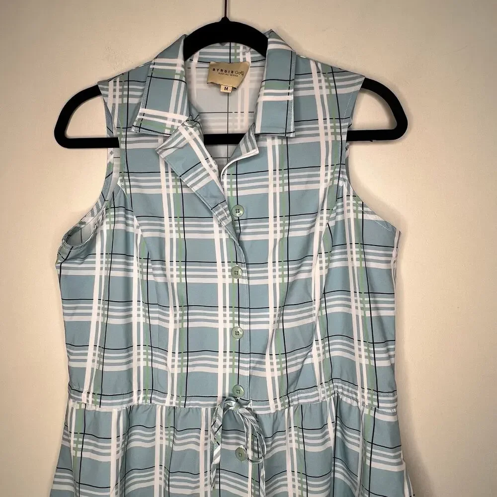 Byrdie Golf Social Plaid Mini Shirt Dress Size M - Picture 6 of 8